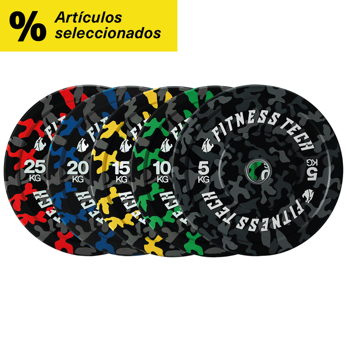 DISCO BUMPER PLATE DE ALTA RESISTÊNCIA COM MANCHAS DE CAMUFLAGEM