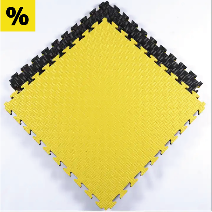 SET 30 unidades de quebra-cabeça de tatame profissional 100x100x2 cm preto e amarelo