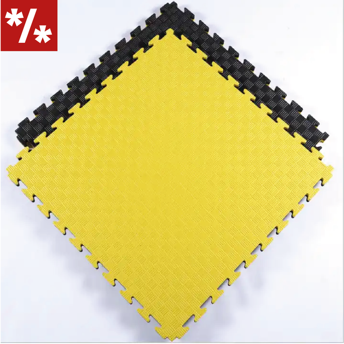 SET 30 unidades de quebra-cabeça de tatame profissional 100x100x2 cm preto e amarelo