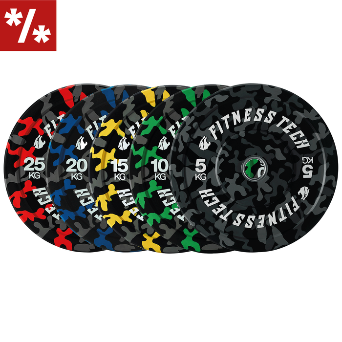 DISCO BUMPER PLATE DE ALTA RESISTÊNCIA COM MANCHAS DE CAMUFLAGEM