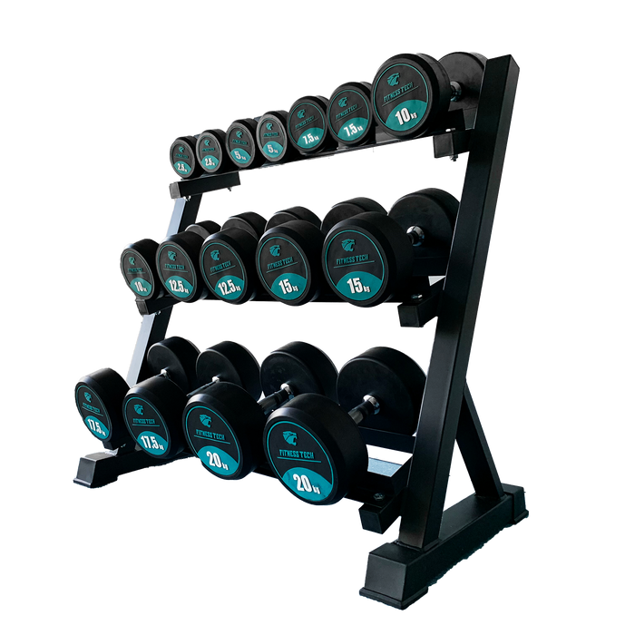 Dumbbell Set 9 pares + Halteres Hexagonais 2,5kg a 20kg